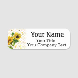 Name Tag Honey Gelbe Sonnenblumen Custom Text Abze Namensschild