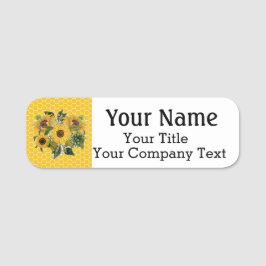Name Tag Honey Gelbe Sonnenblumen Custom Text Abze Namensschild