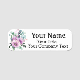 Name-Tag mit Purple Flowers Custom Text Abzeichen Namensschild