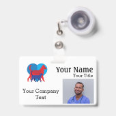 Name-Tag mit Veterinär-Logo-FOTO-ID Ausweis (Vorderseite mit Ausziehbar)