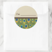 Name Tag Peacock Feathers Sticker (Tasche)