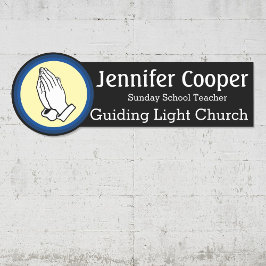 Name Tag Praying Hands Custom Text Church Abzeiche Namensschild