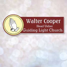 Name Tag Praying Hands oder Ihr Logo Usher Greeter Namensschild