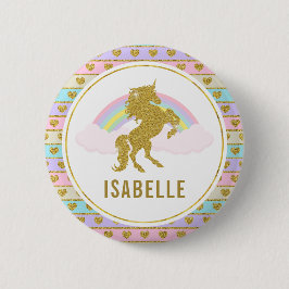 Name Tag Rainbow Unicorn Party Button