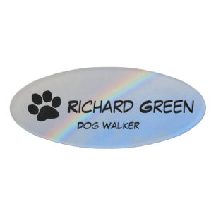Name Tag - Regenbogen und Paw Print Namenschild