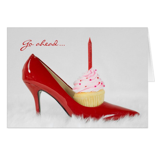 Name Tag - roter Schuh und Kuchen (Vorderseite (Horizontal))