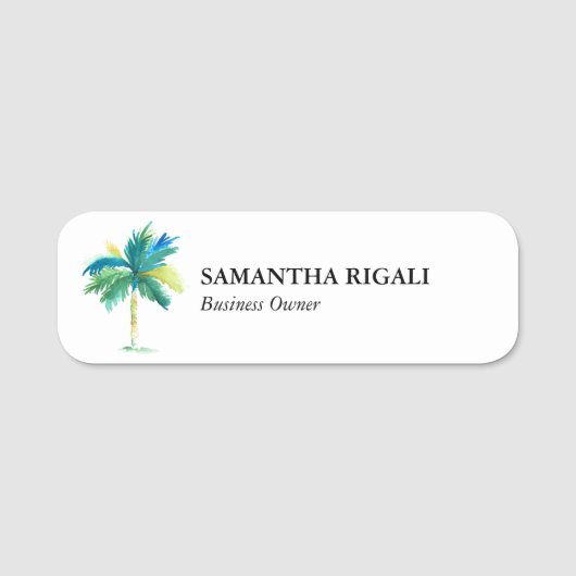 Name Tag Template Tropical Palm Tree Namensschild (Vorderseite)