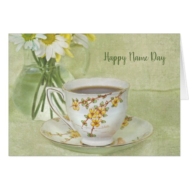 Name Tagesantikes Teacup mit zartem Bouquet (Vorderseite (Horizontal))