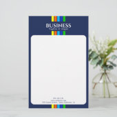 Name Tagline Moderne Streifen Blau Briefpapier (Stehend Vorderseite)