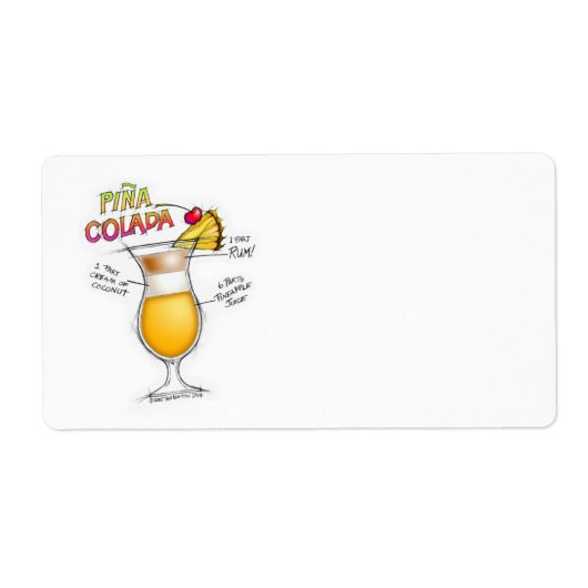 NAME TAGS, ETIKETTEN, PINA COLADA RECIPE COCKTAIL (Vorne)