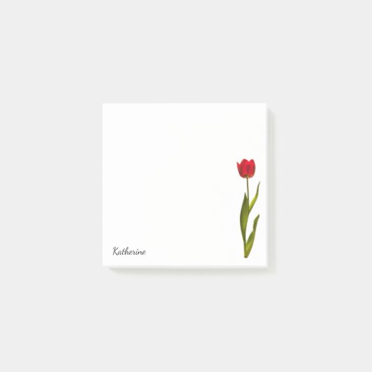Name - Tall Red Tulip Spring Floral Fotografie Post-it Klebezettel (Vorderseite)