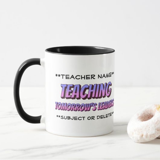 Name Tasse Cartoon Stil | Lehrende (Mit Donut)