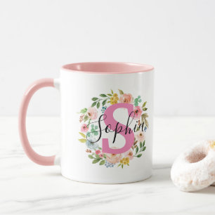 Name Tasse Erstmaliges Geschenk für Blumenblätte