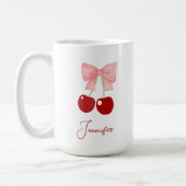 Name Tasse mit rosa Bow und Kirschen (Links)