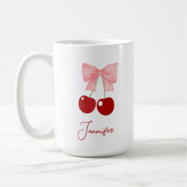 Name Tasse mit rosa Bow und Kirschen