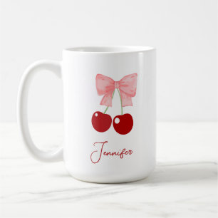 Name Tasse mit rosa Bow und Kirschen