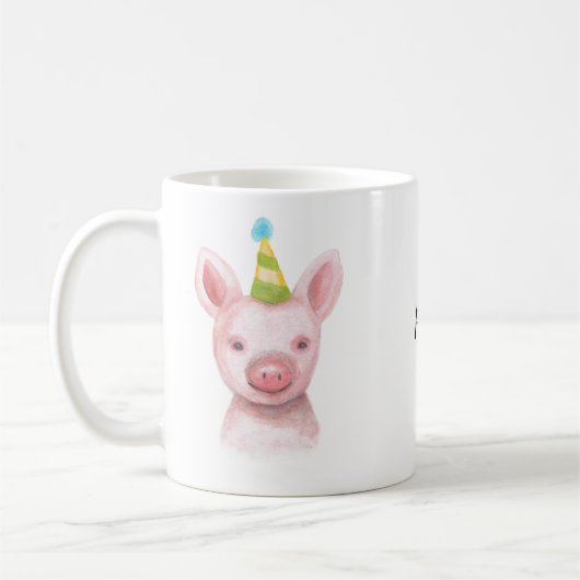 Name-Tassen-niedliches Schwein-personalisierte Kaffeetasse (Links)