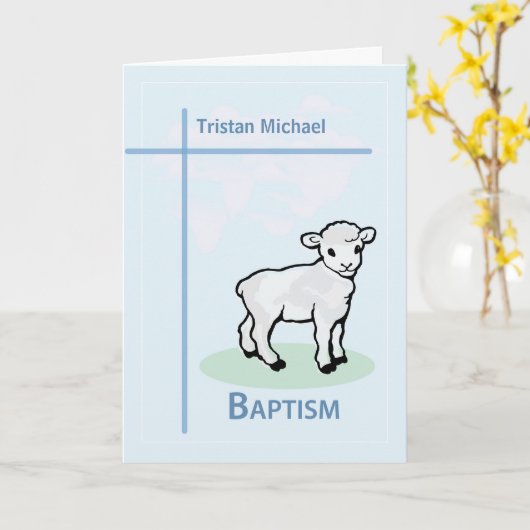 Name Taufe Blue Boy Lamb Karte (Gelbe Blume)