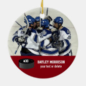 Name, Team und Nummer des Fotos für den benutzerde Keramik Ornament (Hinten)