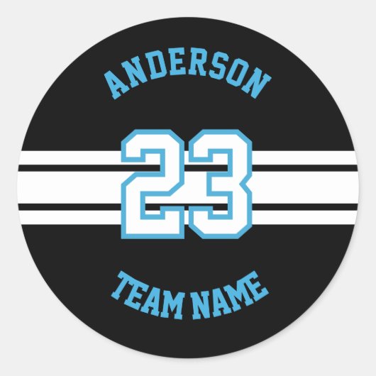 Name, Team und Nummern des Sports Runder Aufkleber (Vorderseite)