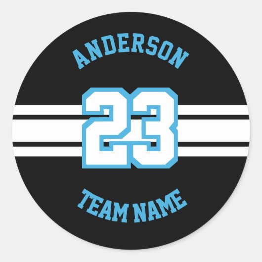 Name, Team und Nummern des Sports Runder Aufkleber (Vorderseite)
