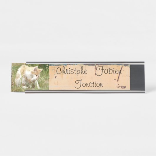 Name Teller Katze 1 . Tiere . Schreibtischnamensplakette (Vorderseite )