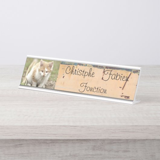 Name Teller Katze Tiere . Schreibtischnamensplakette (Vorderseite )