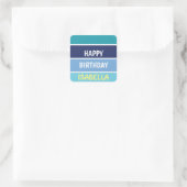 Name Template Happy Birthday Quadratischer Aufkleber (Tasche)