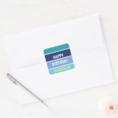 Name Template Happy Birthday Quadratischer Aufkleber (Umschlag)