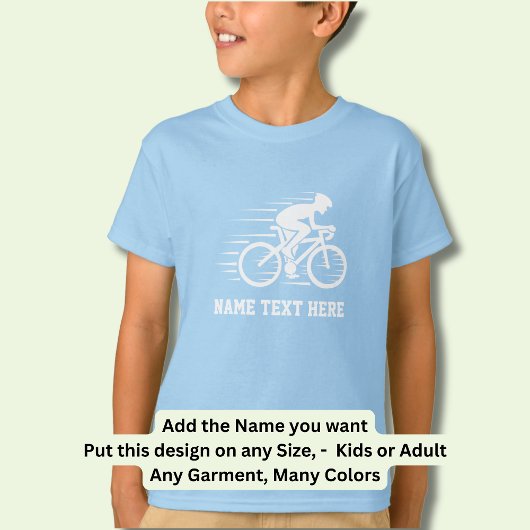 Name / Text Bicycle Speed Rider Racer White auf T-Shirt