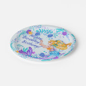 Name Text blonde Mermaid Blue Mauve Aqua Party hin Pappteller (Schrägansicht)