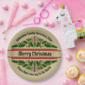 Name Text Christmas Holly 9" Pappteller (Party)