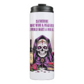 Name Text, Drink Wine Read Books Nun Blush Skull   Thermosbecher (Vorderseite)