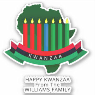 Name Text glücklich Kwanzaa Africa Candle Kiss Cut Aufkleber