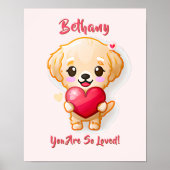 Name Text Golden Retriever Puppy Heart Kinderzimme Poster (Vorne)