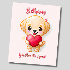 Name Text Golden Retriever Puppy Heart Kinderzimme Poster