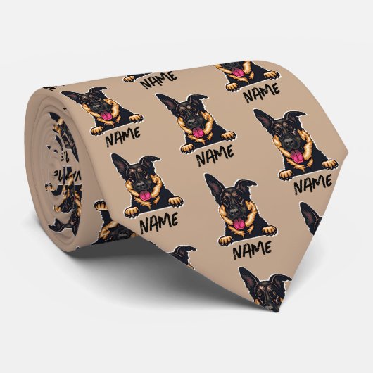 Name Text GSD German Shepherd, 1 Ohrabwärts, Krawatte (Gerollt)