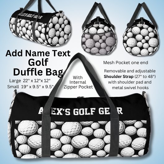 Name Text hinzufügen, Alex's Golf Gear Duffle Bag