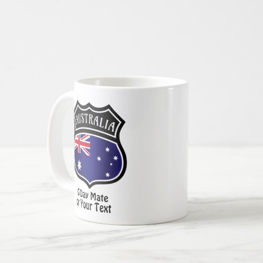 Name & Text hinzufügen - Australienflagge Kaffeetasse (Vorderseite Links)