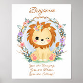 Name-Text hinzufügen, Baby Lion & Blume Kinderzimm Poster (Vorne)