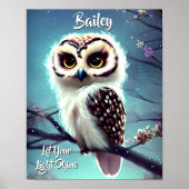 Name Text hinzufügen, Baby Owl im Baum leuchten, B Poster (Vorne)