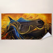 Name Text hinzufügen, Black Fantasy Horst mit Gold Strandtuch (Vorderseite)