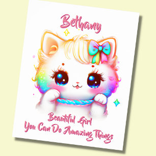 Name Text hinzufügen, Bunter Kätzchen-Nursery  Poster