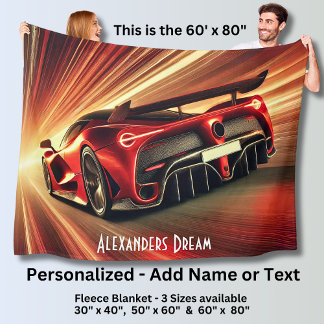 Name Text hinzufügen, dramatisches modernes Auto i Fleecedecke