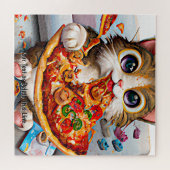 Name Text hinzufügen, Funny Cat Big Eyes und Pizza Puzzle (Horizontal)