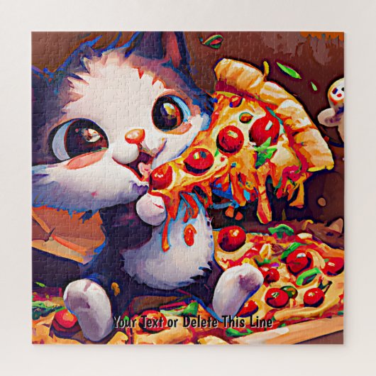Name Text hinzufügen, Funny Cat Holding Pizza Puzzle (Vertikal)