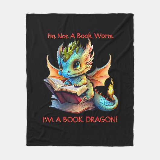 Name Text hinzufügen - kein BuchWurm als Buchdrach Fleecedecke (Vorderseite)