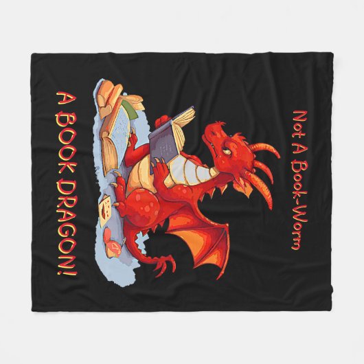 Name Text hinzufügen - kein BuchWurm als Buchdrach Fleecedecke (Vorderseite (Horizontal))