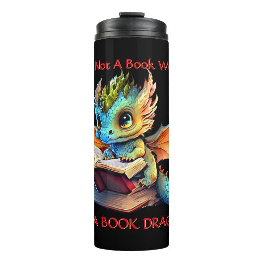Name Text hinzufügen - kein BuchWurm als Buchdrach Thermosbecher (Vorderseite)