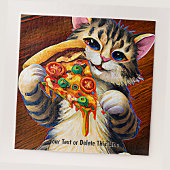 Name Text hinzufügen, lustige Katze mit Pizza Puzzle